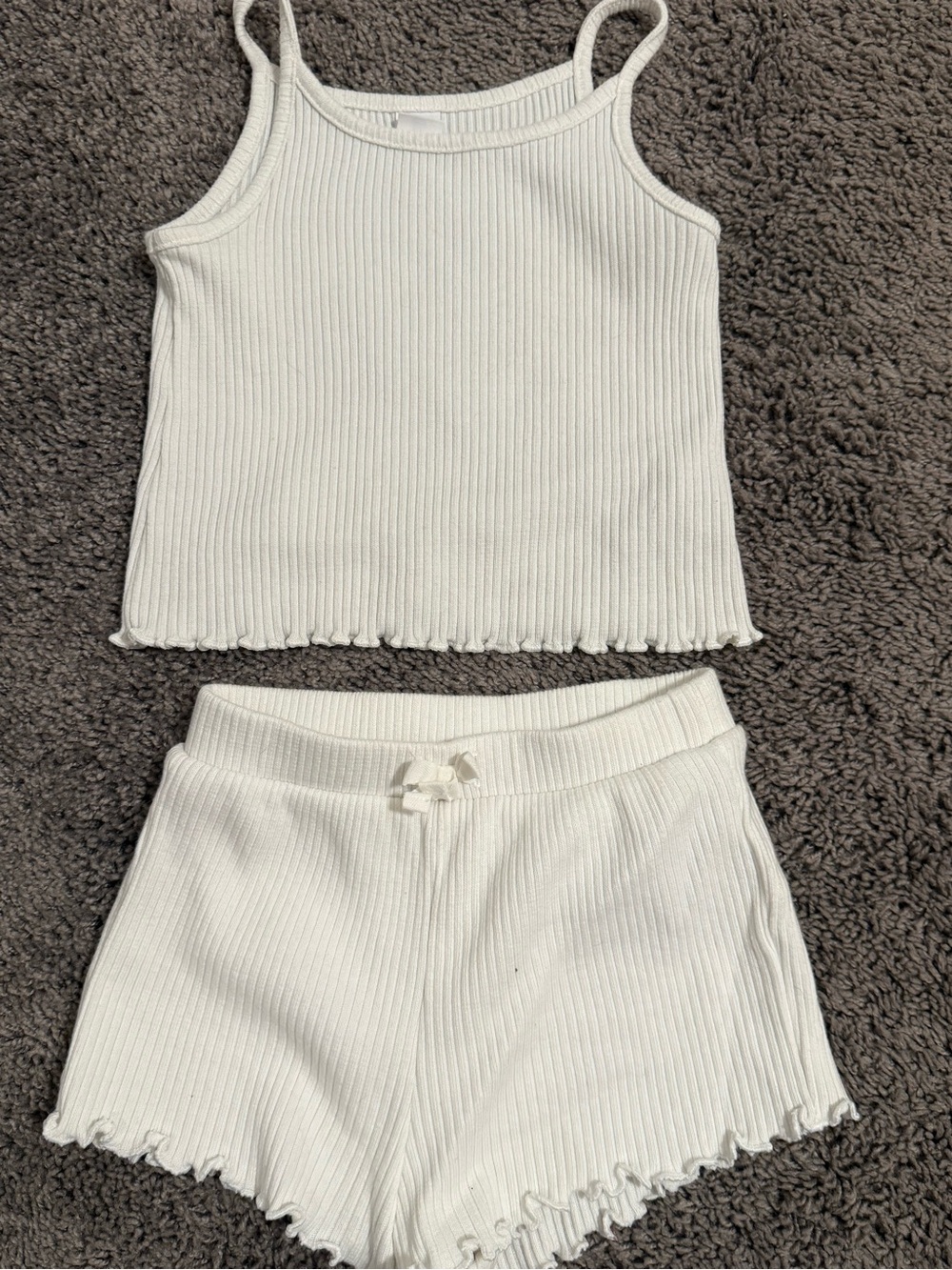GAP White Ribbed Tank and Shorts Matching Set